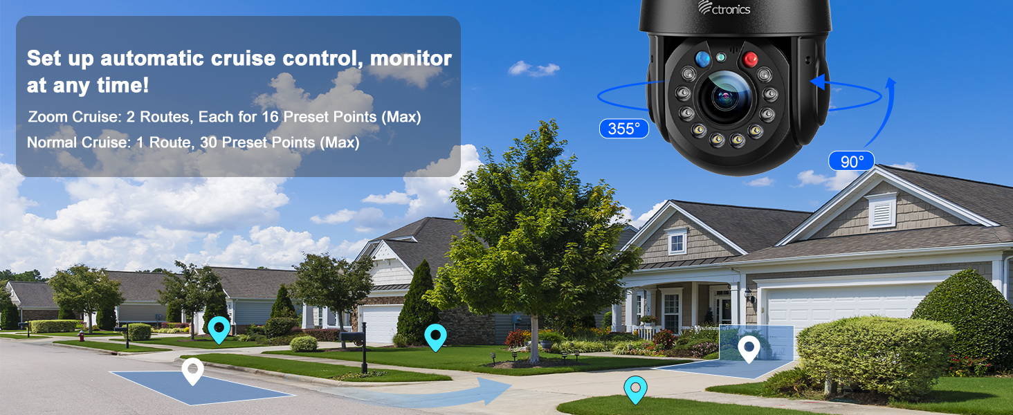 Ctronics 5MP 30X 光学ズーム金属 WIFI セキュリティ カメラ (オート